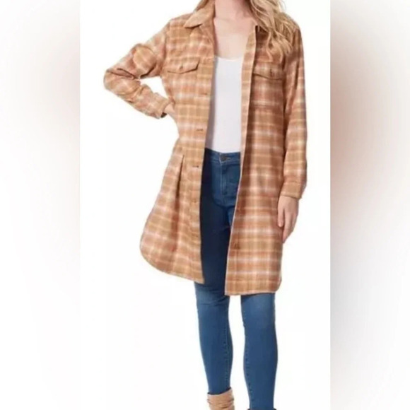 Jessica Simpson NWT Romi long plaid flannel button up sz Medium 20” p2p - Picture 4 of 10
